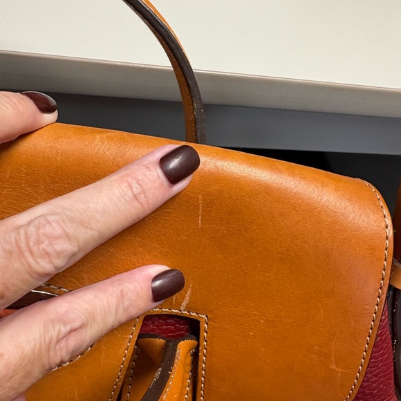 Dooney & Bourke Burgundy and Tan Satchel - Picture 4 of 6